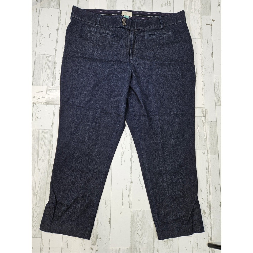 Anthropologie The Essential Slim Pants 20W Dark Indigo Cotton Silk Blend Stretch